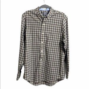 Brown/White Plaid Button Down Dress Shirt